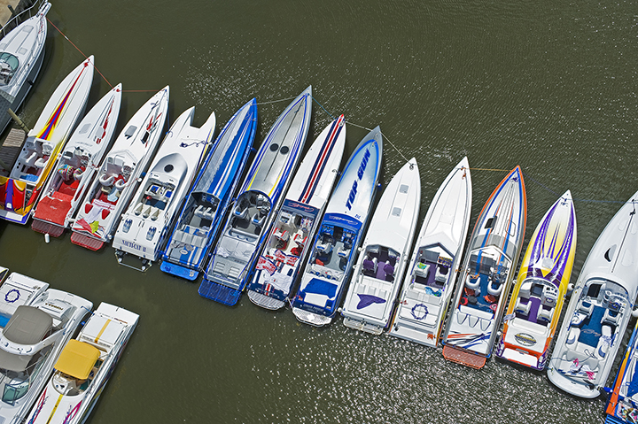 Boats lined up for poker run